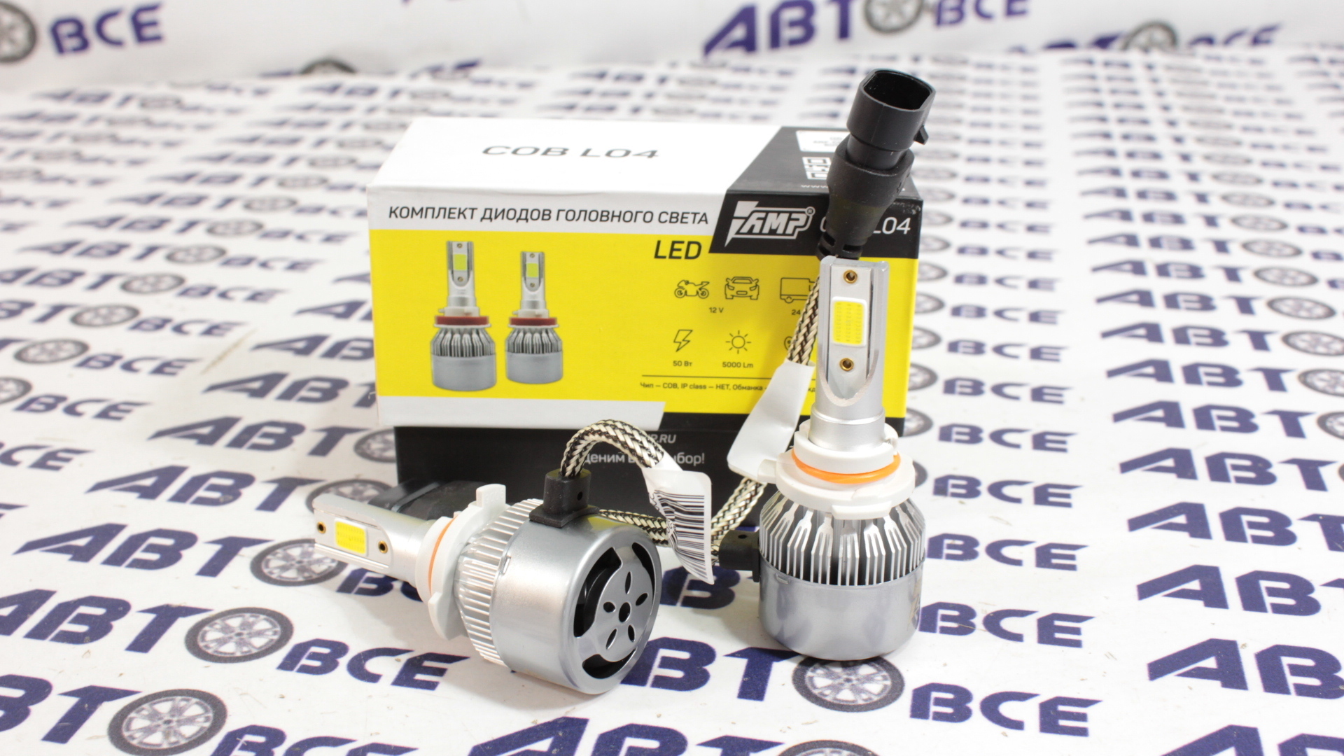 Лампа фары LED - диодная HB4 L04 комплект 2шт COB AMP